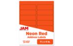 1 1/3 x 4 Rectangle Return Address Label (Pack of 126) Neon Red
