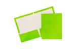 Two Pocket Plastic Glitter Folders (Pack of 6) Lime Green