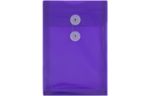 6 1/4 x 9 1/4 Plastic Envelopes with Button & String Tie Closure - Open End - (Pack of 6) Purple