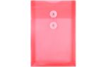 6 1/4 x 9 1/4 Plastic Envelopes with Button & String Tie Closure - Open End - (Pack of 6) Red