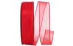 1 1/2" Sheer Lovely Value Wired Edge Ribbon, 50 Yards Red