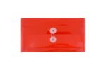 5 1/4 x 10 Plastic Envelopes with Button & String Tie Closure - #10 Booklet - (Pack of 12) Red