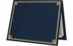 9 1/2 x 12 Certificate Holder Nautical Blue Linen w/ Gold Foil