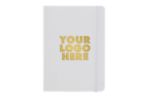 5 x 7 Hardcover Notebook w/Elastic Closure (Full Color) White w/ Gold Foil