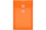 6 1/4 x 9 1/4 Plastic Envelopes with Button & String Tie Closure - Open End - (Pack of 12) Bright Orange