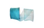 2 1/2" Elegant Woven Sheer Wired Edge Ribbon, 25 Yards Turquoise