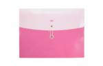 9 1/8 x 13 Plastic Envelopes with Button & String Tie Closure - Letter Booklet - (Pack of 12) Two-Tone Pink