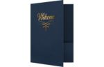 9 x 12 Welcome Folder Nautical Blue Linen - Gold Foil Flourish